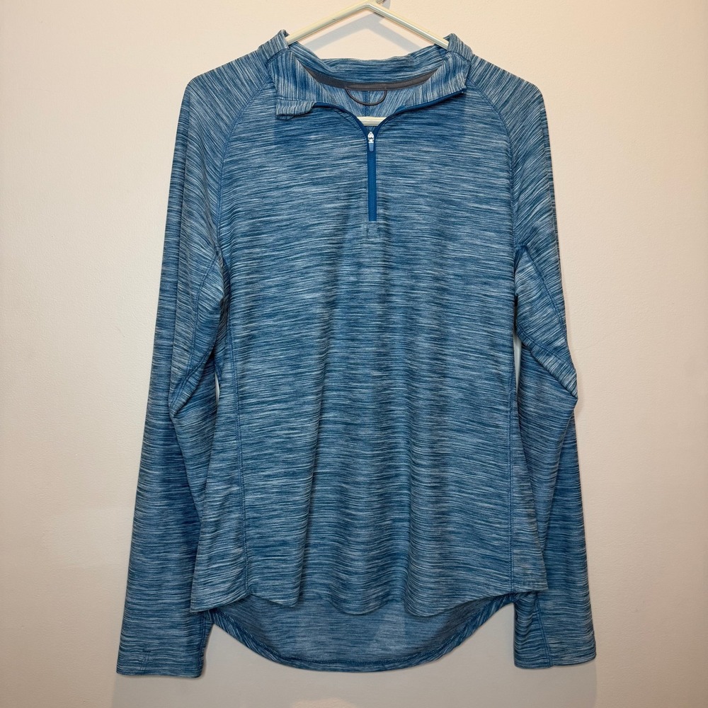 All In Motion Mens Blue Space Dye 1/4 Zip Pullover Long Sleeve Shirt Size Medium